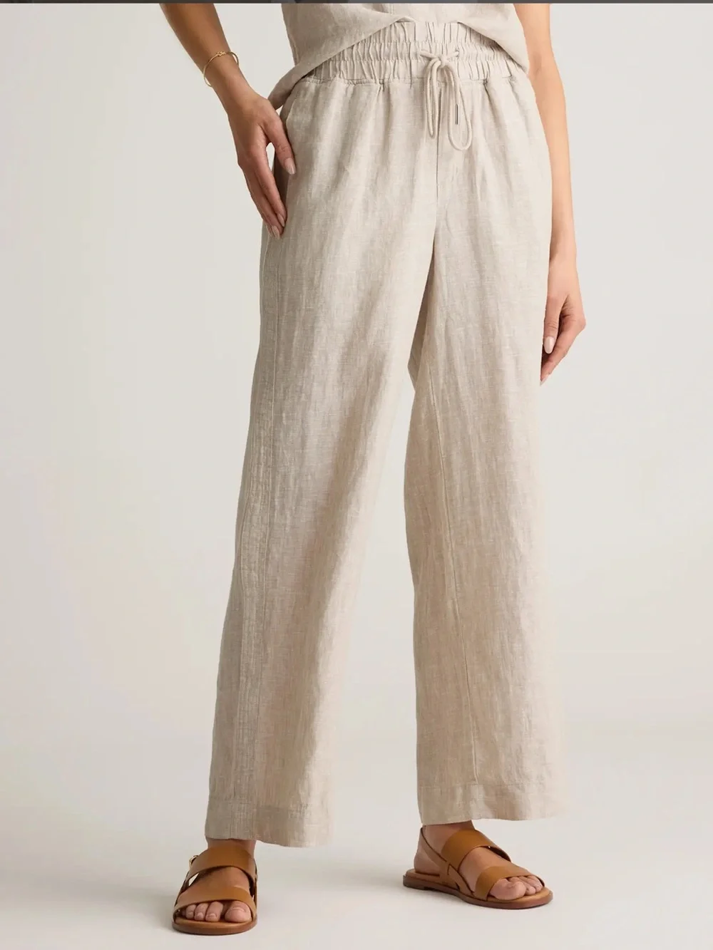 Quince 100% European Linen Wide Leg Pants in Driftwood Size XL